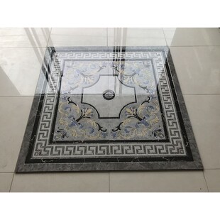 过道拼花瓷砖镀银拼图地砖走廊地心地毯砖灰白地花砖可无限拼1.6X