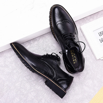 春季皮鞋男英伦尖头个性青年韩版商务正装系带美发师鞋子男潮透气