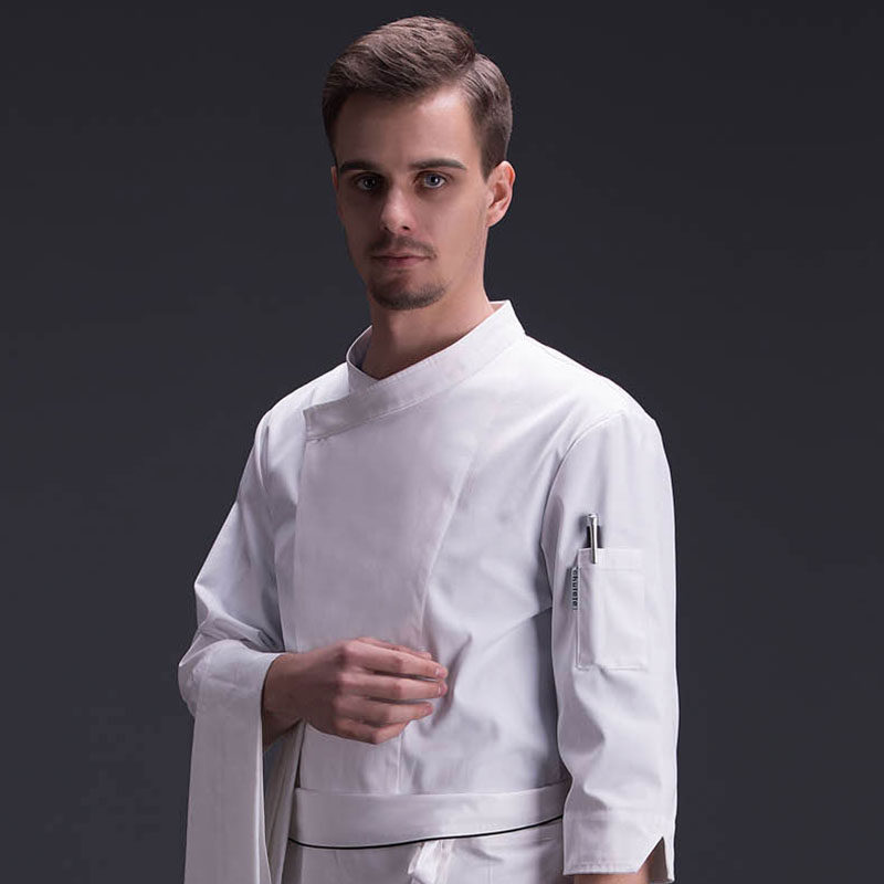 薄款七分袖厨师服夏季酒店宾馆厨房上班青年上装厨师工作服男套装