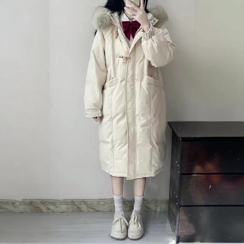 大毛领羽绒棉服女中长款2024新款爆款时尚韩版设计感冬季加厚过膝