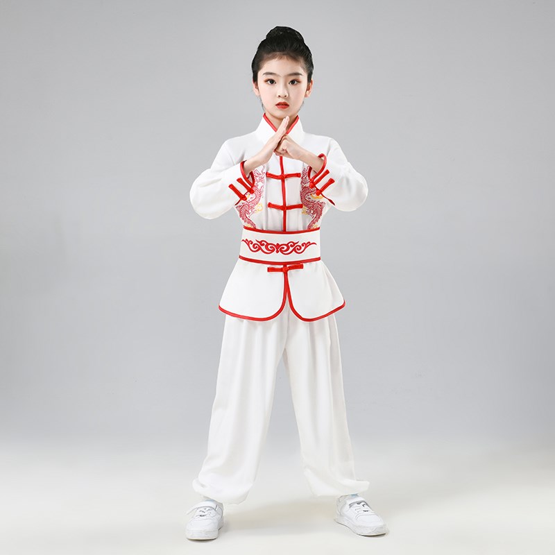 儿童武术服学生体操训练竞赛表演男女舞狮舞龙打鼓刺绣中国风成人