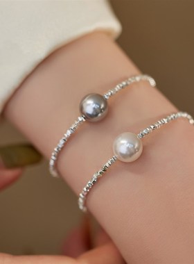 赛赛莉安10MM珍珠碎银子手链简约气质小众设计高级感冷淡风ins女