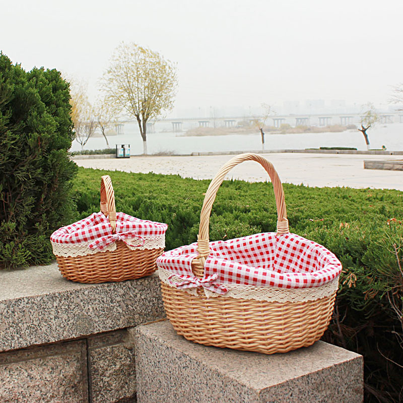 户外野餐篮子 藤编 田园ins精品柳编购物礼品篮菜篮手提篮水果篮