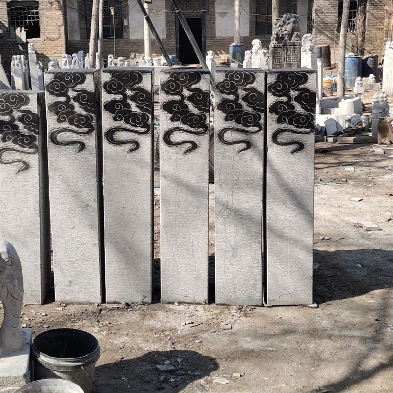 天然青石手工雕刻祥云柱拴马桩云纹花架室内庭院酒店装饰石雕摆件