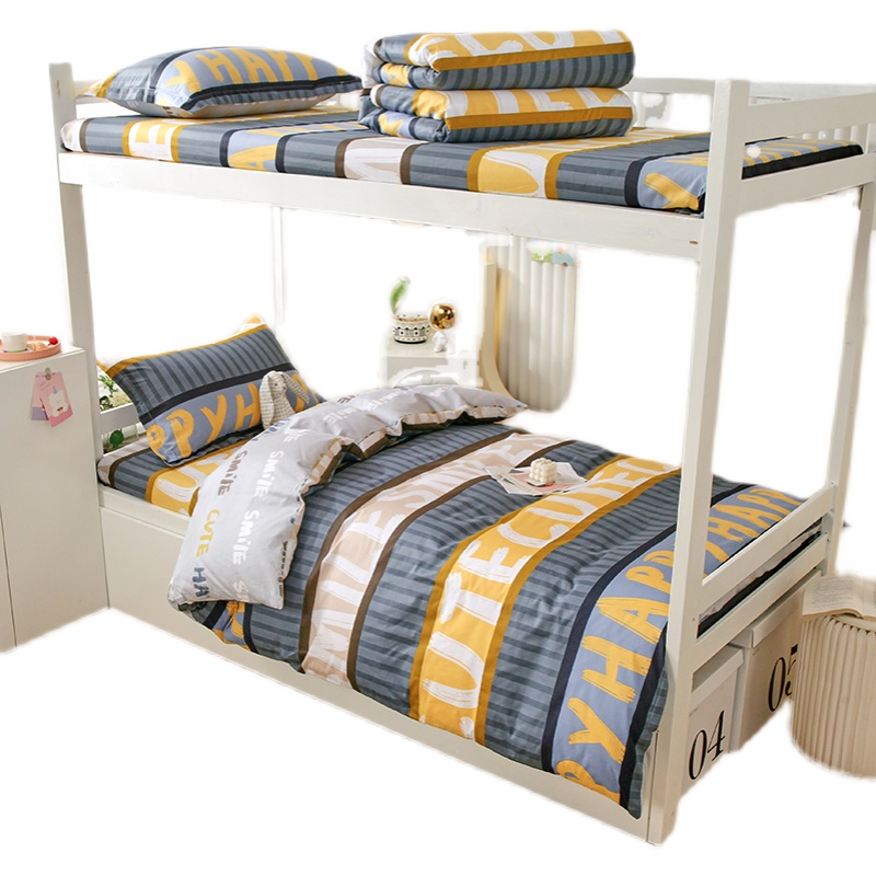 学生宿舍100%全棉三件套纯棉被套床单0.9床1.2m单人床大学寝室3