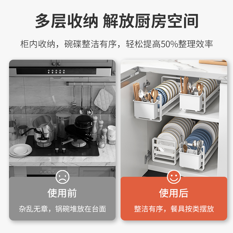 厨房置物架多功能台面碗碟碗盘沥水架碗架橱柜内置碗筷盘子收纳架