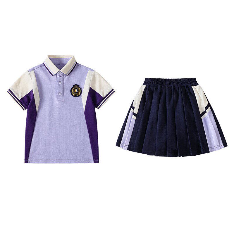 学院风紫色校服套装小学生班服夏装新款老师男女儿童班服幼儿园服