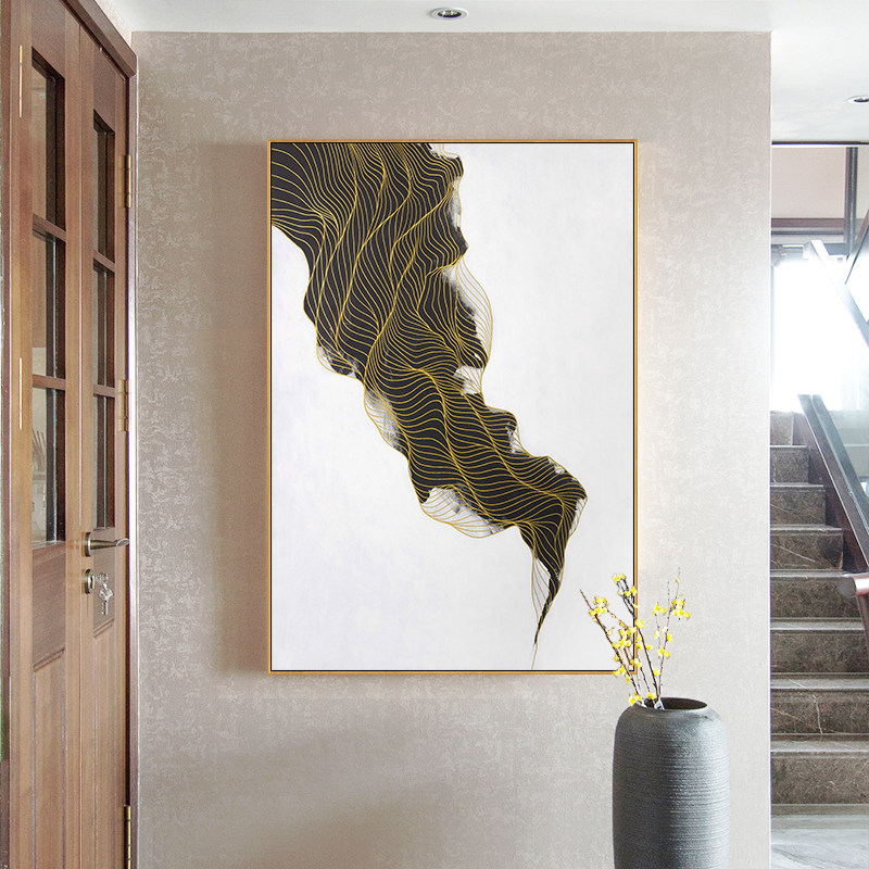 现代简约挂画大幅新中式客厅装饰画沙发背景画餐厅书房进门玄关画