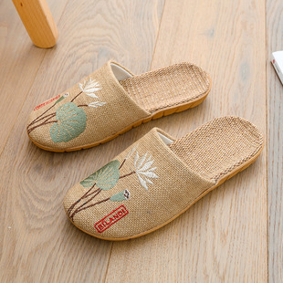 亚麻拖鞋女款包头2024新款凉拖鞋高档凉爽吸汗防滑居家室内可外穿