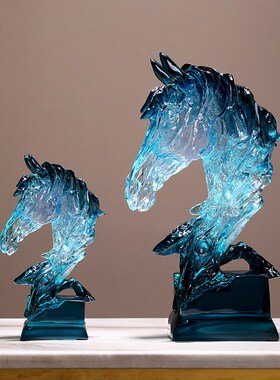 马到成功马摆件招财透明工艺品个性书房办公室装饰品开业乔迁礼物