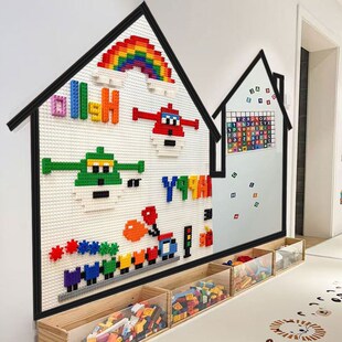 积木墙黑板墙二合一磁性家用儿童房装饰画板墙无尘可擦写定制墙贴