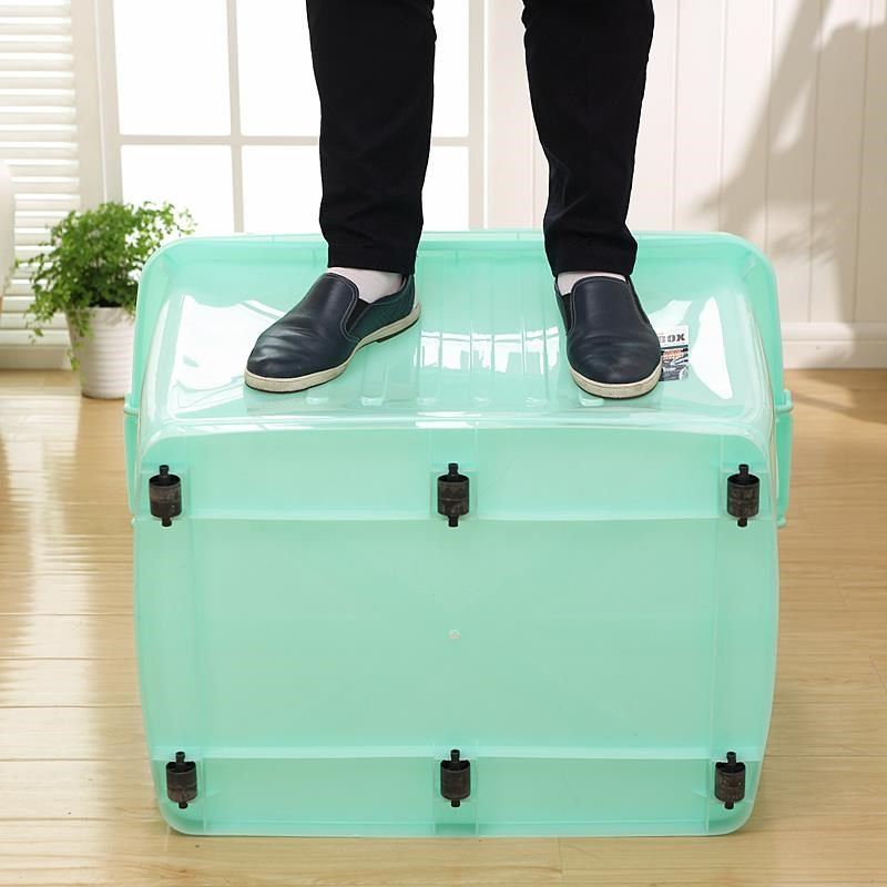 2025年新款纳箱大号加厚手提收纳盒玩具衣物滑轮收纳箱透明杂物整