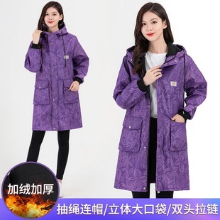 加绒罩衣女新款加厚冬季定制秋冬防水工作服男大褂有袖套冬天迷彩