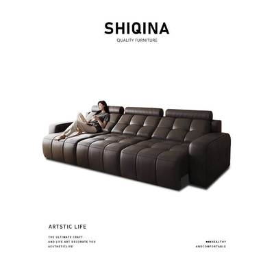 劳伦斯电动沙发意式极简风真皮沙发多功能可伸缩调节电动拖床沙发