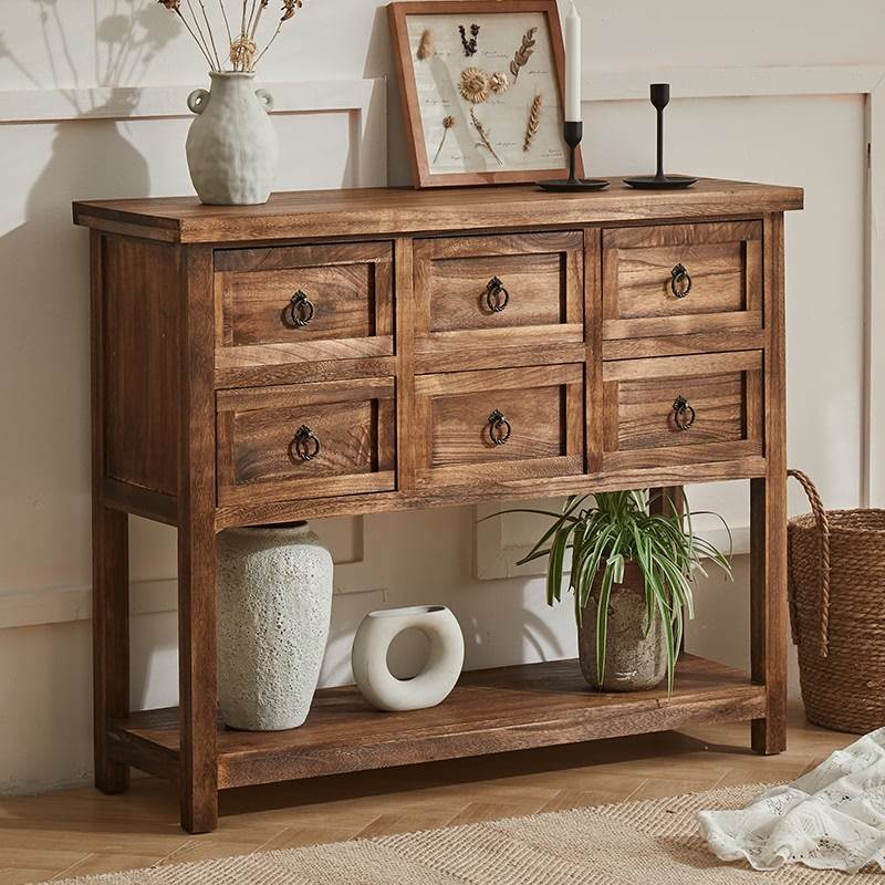 美式乡村实木斗柜覆古玄关柜客厅收纳柜子置物架家用靠墙矮柜整装