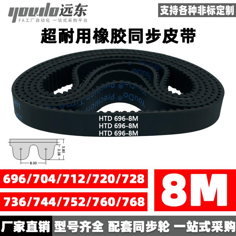 橡胶同步带HTD8M696/704/712/720/728/736/744/752/760/768