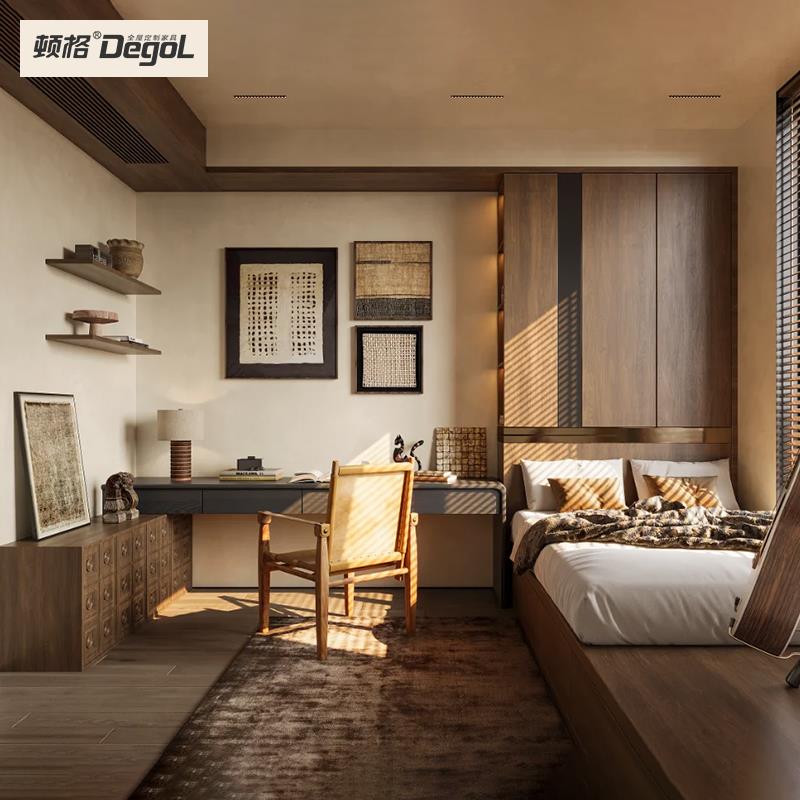 顿格新中式中古风榻榻米书房书桌柜定做整体覆古全屋定制工厂家俱