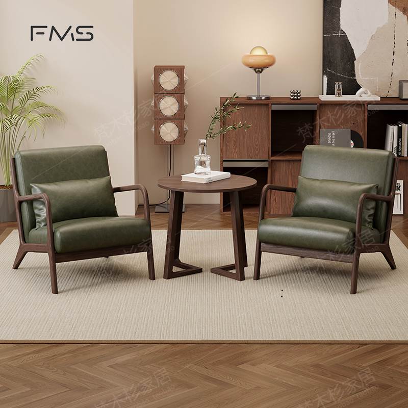 中古风沙发椅客厅民宿阳台酒店咖啡厅休闲区洽谈接待实木桌椅组合