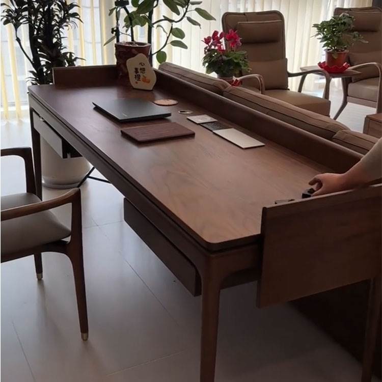 新中式北美黑胡桃木书桌学生书房客厅学习桌白蜡木办公桌电脑桌