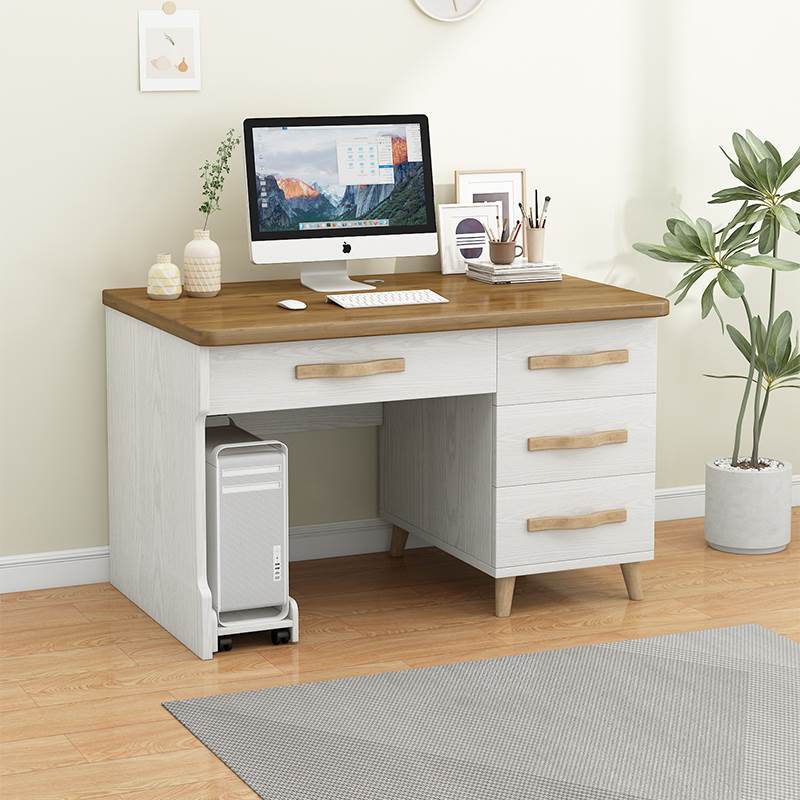 电脑桌卧室家用台式可放主机全实木笔记本办公多功能定制桌子小型