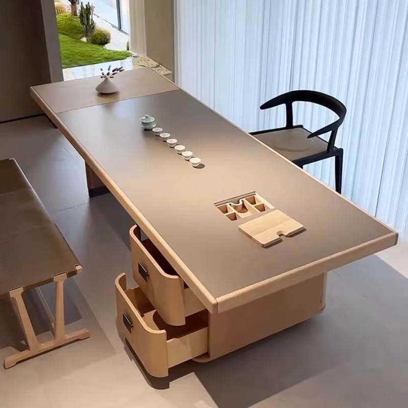 白蜡木新中式茶桌实木现代简约禅意茶室静谧空间品茗功夫茶台