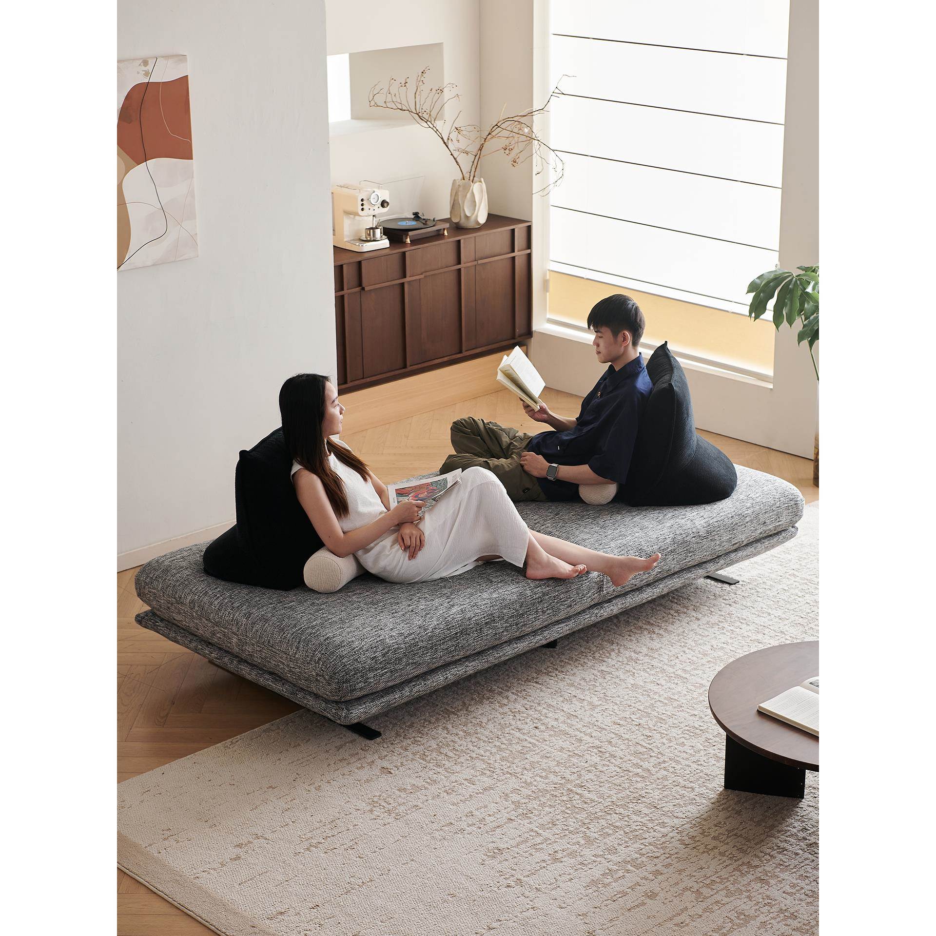 普拉多prado沙发两面坐无扶手客厅直排侘寂风布艺模块沙发组合