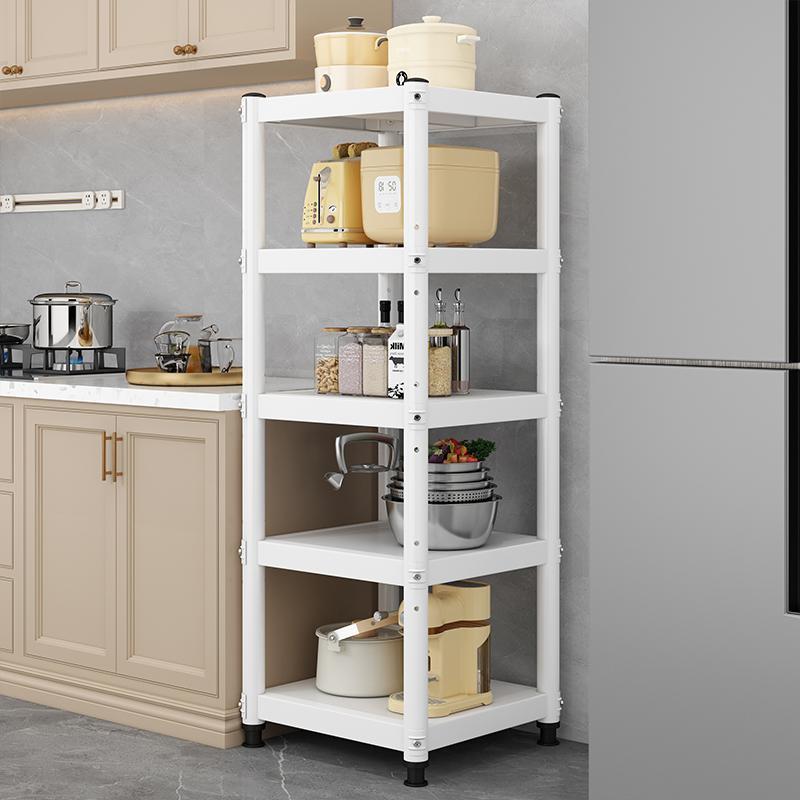 白色烤漆厨房置物架落地多层微波炉收纳架加厚家用冰箱橱柜搁锅架