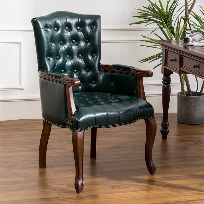 美式实木书房椅子欧式复古单人扶手休闲洽谈酒店咖啡厅会所老虎椅