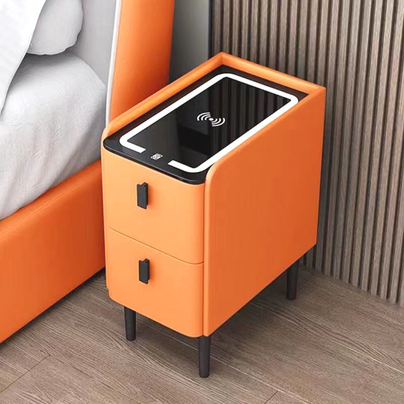 床头柜22新款超窄智能床头柜现代实木多功能指纹锁床头柜