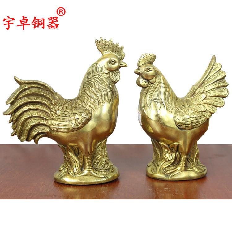 宇卓铜器纯铜鸡黄铜鸡铜公鸡铜母鸡生肖鸡家居装饰工艺品摆件