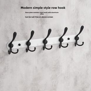 黑白免打孔门后挂钩不锈钢挂衣钩墙上排钩厨房墙壁衣帽钩衣架 新款