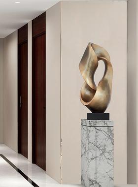 新中式客厅电视柜装饰摆饰酒店大堂落地雕塑抽象树脂彷古铜工艺礼