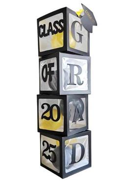 2025毕业季气球盒子氛围拍照道具GRAD毕业晚会典礼装饰黑色盒子