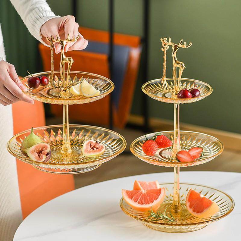 客厅茶几家用糖果零食水果盘下午茶甜品台点心架盘轻奢风多层果盘