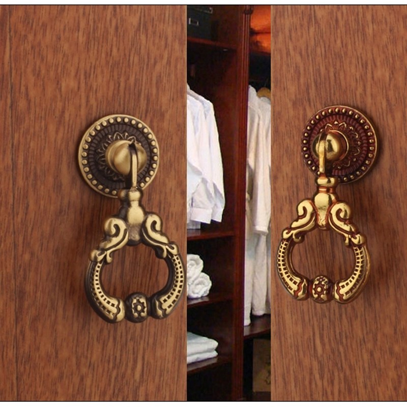 宇翔纯铜拉手 仿古欧式美式 衣柜门拉手 橱柜门拉手小抽屉拉环
