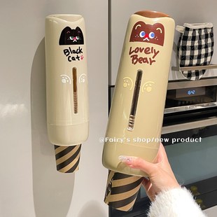 免打孔高颜值防尘纸杯架收纳架子 可爱一次性杯子取杯器家用壁挂式