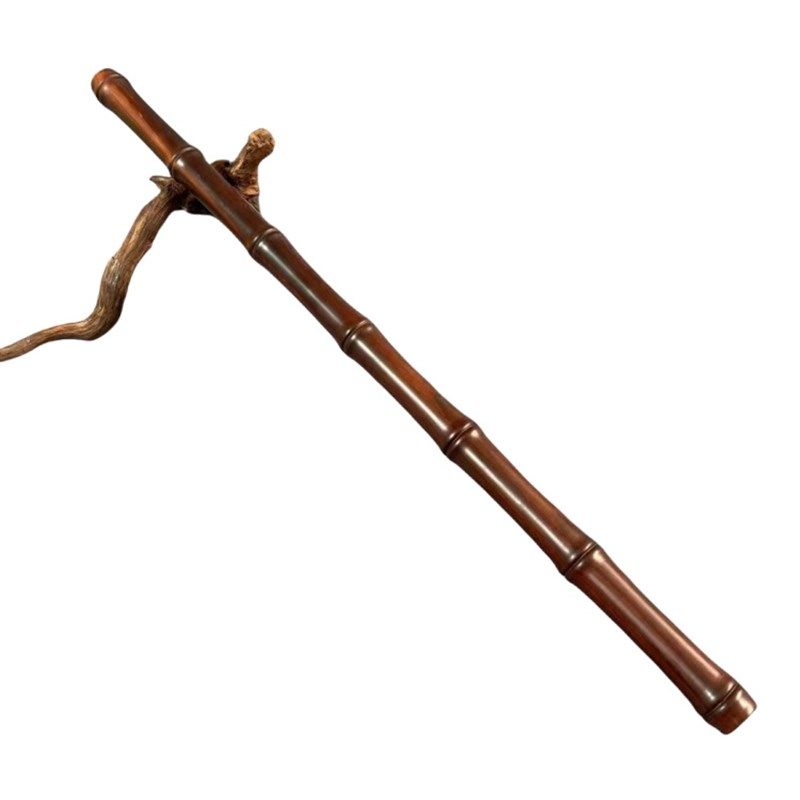 紫檀木竹节棍一体雕刻竹子太极棍武术棍盘玩解压健身棍木棒圆棍手