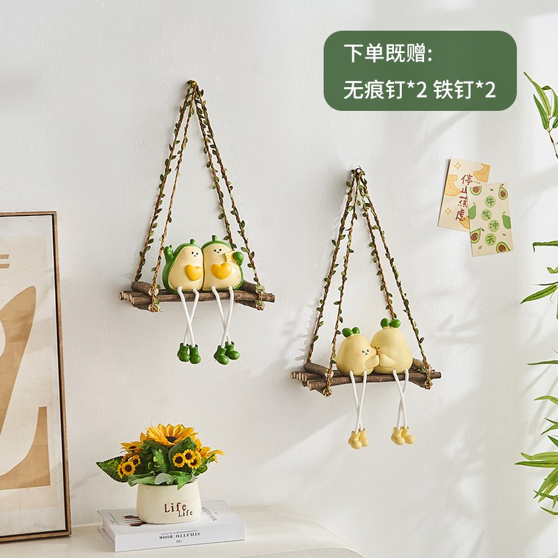 创意壁挂墙上挂件森系墙面装饰品壁饰实木手工房间置物架一层隔板