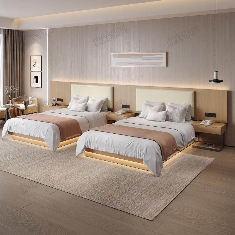 酒店家具标间全套宾馆专用床民宿公寓单间大床可定制悬浮式床箱