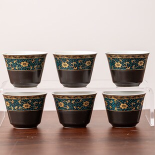 缠枝莲茶杯陶瓷功夫茶具主人杯暗香单杯家用茶盏品茗杯6个组合装