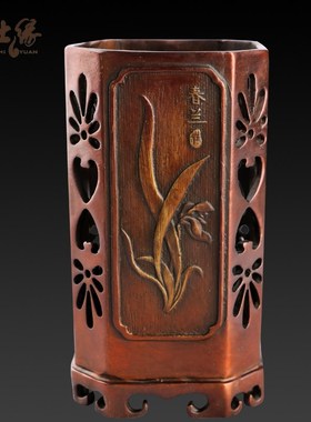 大仕缘 铜工艺品文房书房商务礼品梅兰竹菊四君子四季笔筒