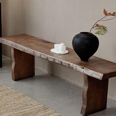 北欧实木长条凳简约餐椅子民宿长板凳子原木长凳入户中古风换鞋凳