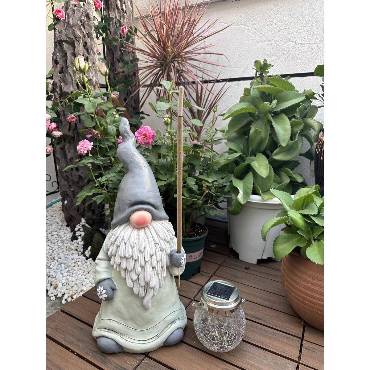 甘道夫花园摆件户外庭院可插香装饰小精灵阳台园艺造景布置摆设品