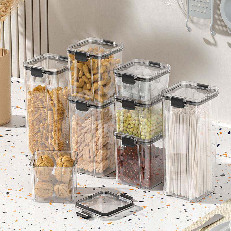 食品级亚克力密封罐零食花胶瓜子咖啡豆收纳罐方形塑料透明大容量