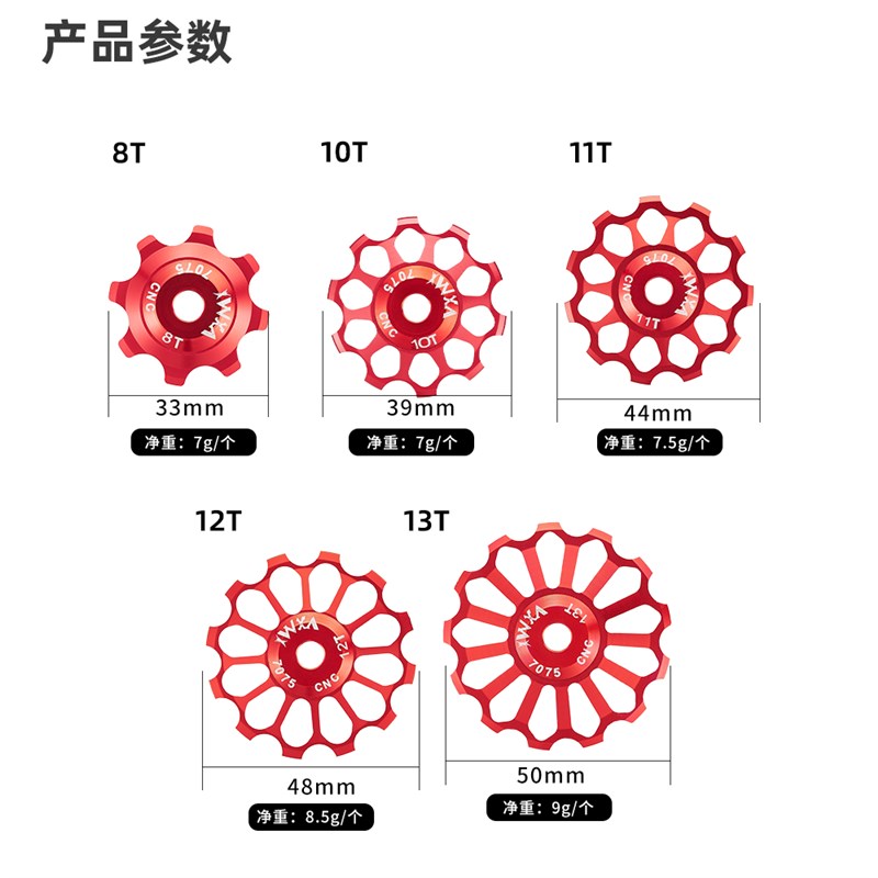 山地公路自行车后拨导轮8T10陶瓷培林轴11T1213T齿变速器齿轮配件