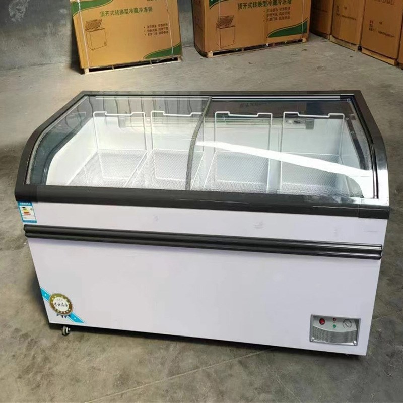 卧式冰柜 展示柜弧形大容量卧式冰柜生鲜水饺速冻冷柜 冰糕柜