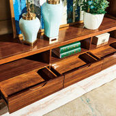 全实木电视柜组合胡桃木客厅家具地柜中式 现代影视机柜边柜高柜