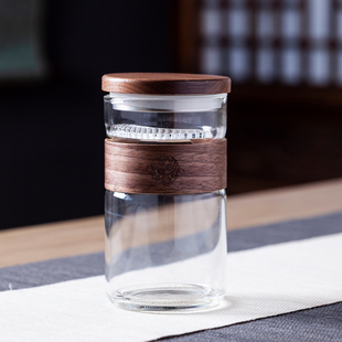 尚观锤纹月牙绿茶杯办公室水杯玻璃过滤带盖泡茶杯茶水分离个人杯