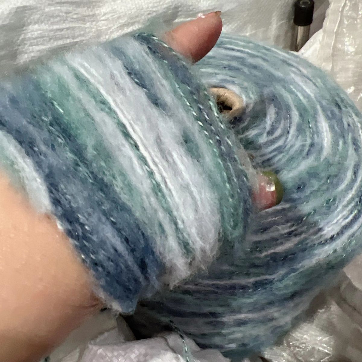 500g段染粗条马海毛线柔软