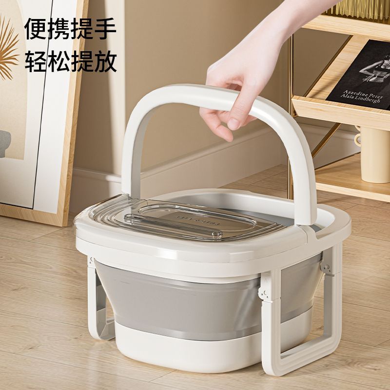 折叠泡脚桶家用过小腿带盖脚底按摩器足浴盆双边支架宿舍洗脚神器